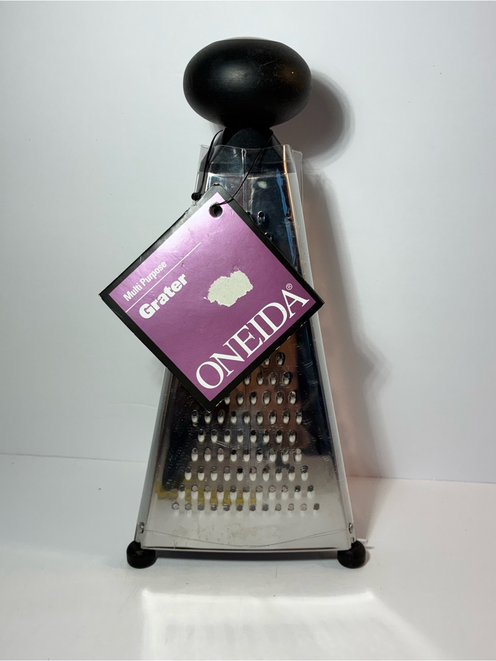 Oneida Stainless Steel Multi Purpose Box Grater 50667 Black Handle NOS